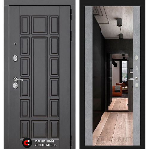 Входная дверь Нью Йорк с зеркалом Бетон светлый